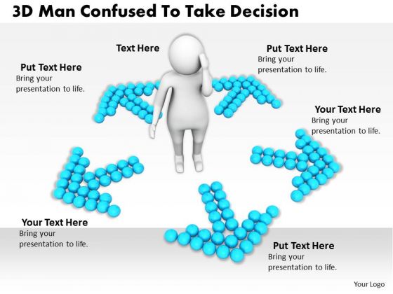 Business Strategy Execution 3d Man Confused To Take Decision Adaptable Concepts