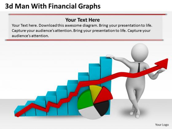 Business Strategy Execution 3d Man With Financial Graphs Concepts