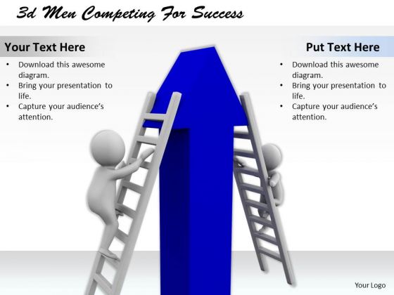 Business Strategy Execution 3d Men Competing For Success Concept