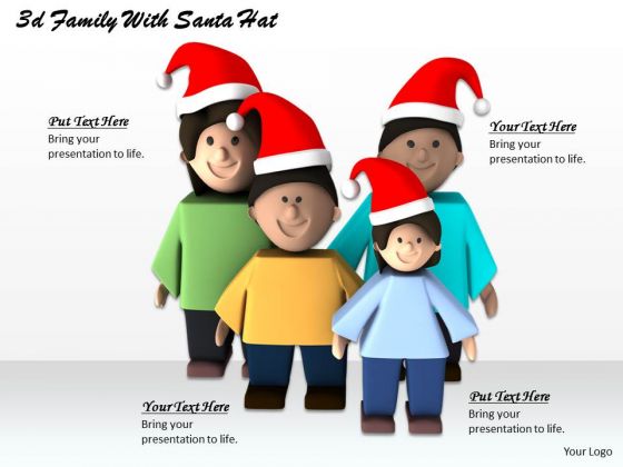 Business Strategy Formulation 3d Family With Santa Hat Character Modeling