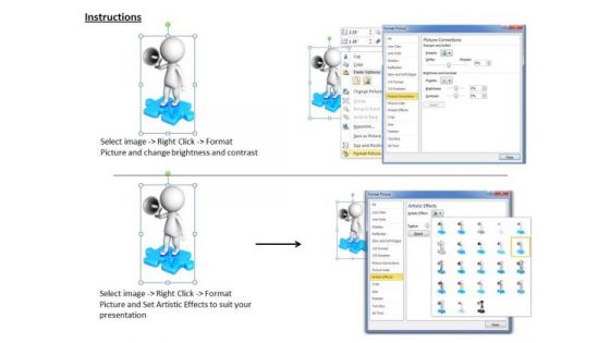 Business Strategy Implementation 3d Man Making Announcement Characters