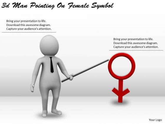 Business Strategy Implementation 3d Man Pointing Female Symbol Character