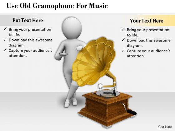 Business Strategy Implementation Use Old Gramophone For Music 3d Character Models