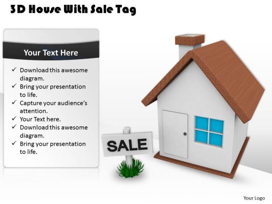 Business Strategy Model 3d House With Sale Tag Stock Images