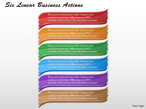 Business Strategy Model Six Linear Actions Strategic Plan Ppt Slide
