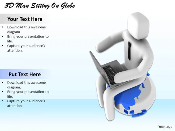 Business Strategy Plan Template 3d Man Sitting On Globe Characters