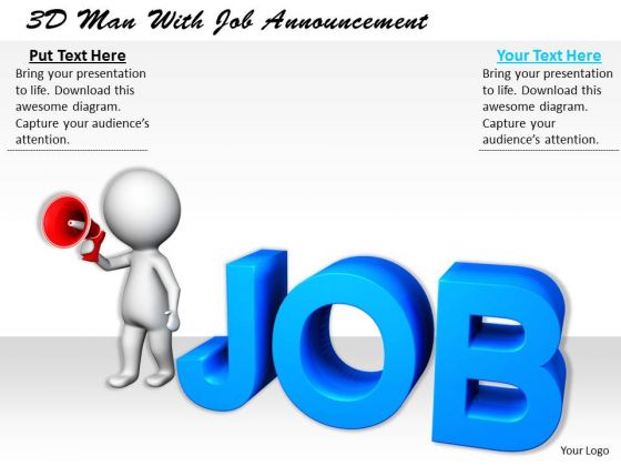 Business Strategy Planning 3d Man With Job Announcement Concept