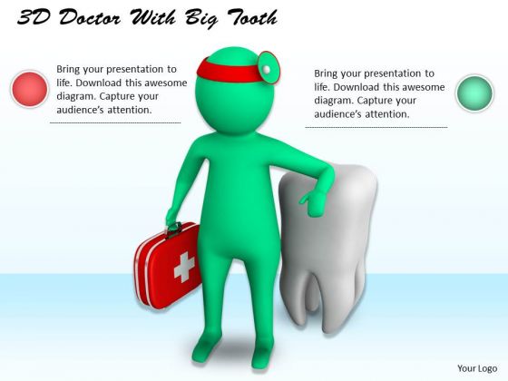 Business Strategy Process 3d Doctor With Big Tooth Character Models