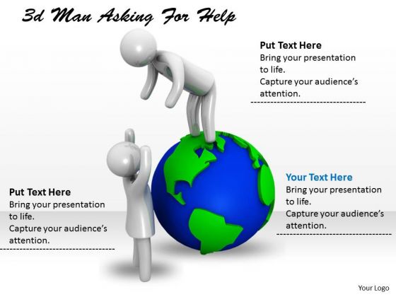 Business Strategy Process 3d Man Asking For Help Adaptable Concepts