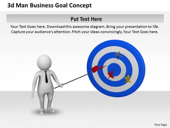 Business Strategy Process 3d Man Goal Concept Character Models