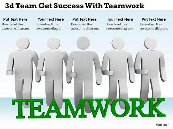 Business Strategy Process 3d Team Get Success With Teamwork Characters