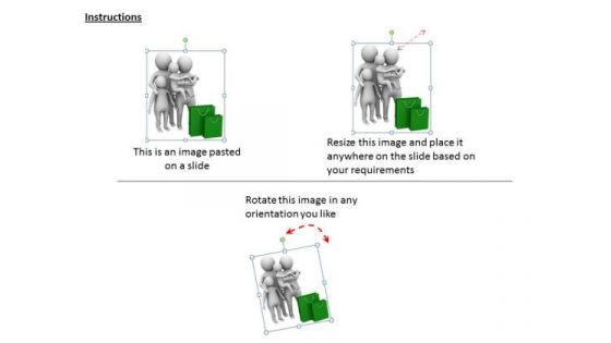 Business Strategy Review 3d Family With Shopping Bags Basic Concepts