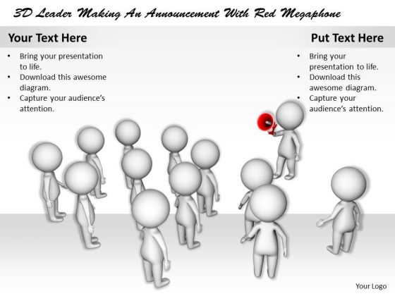 Business Strategy Review 3d Leader Making An Announcement With Red Megaphone Concept