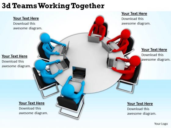 Business Strategy Review 3d Teams Working Together Character Modeling