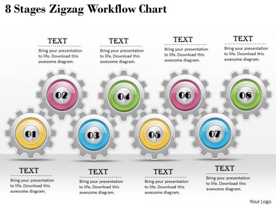 Business Strategy Review 8 Stages Zigzag Workflow Chart Change Management Ppt Slide