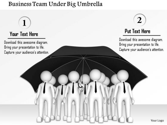 Business Team Under Big Umbrella PowerPoint Templates