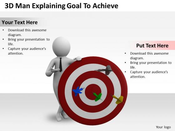 Business Unit Strategy 3d Man Explaining Goal To Achieve Characters