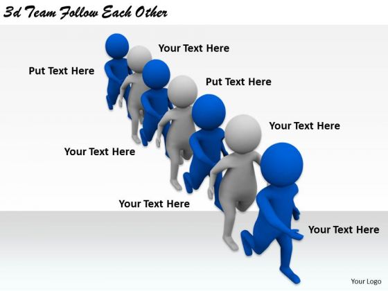 Business Unit Strategy 3d Team Follow Each Other Characters
