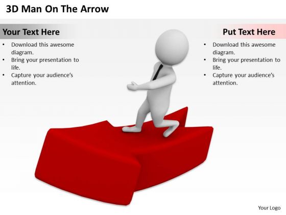 Business Workflow Diagram 3d Man On The Arrow PowerPoint Slides