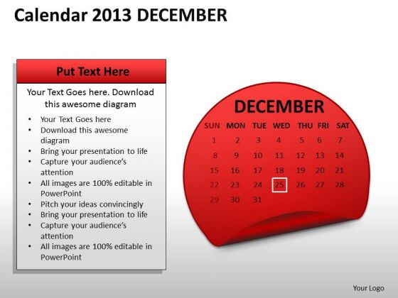 Calendar 2013 December PowerPoint Slides Ppt Templates