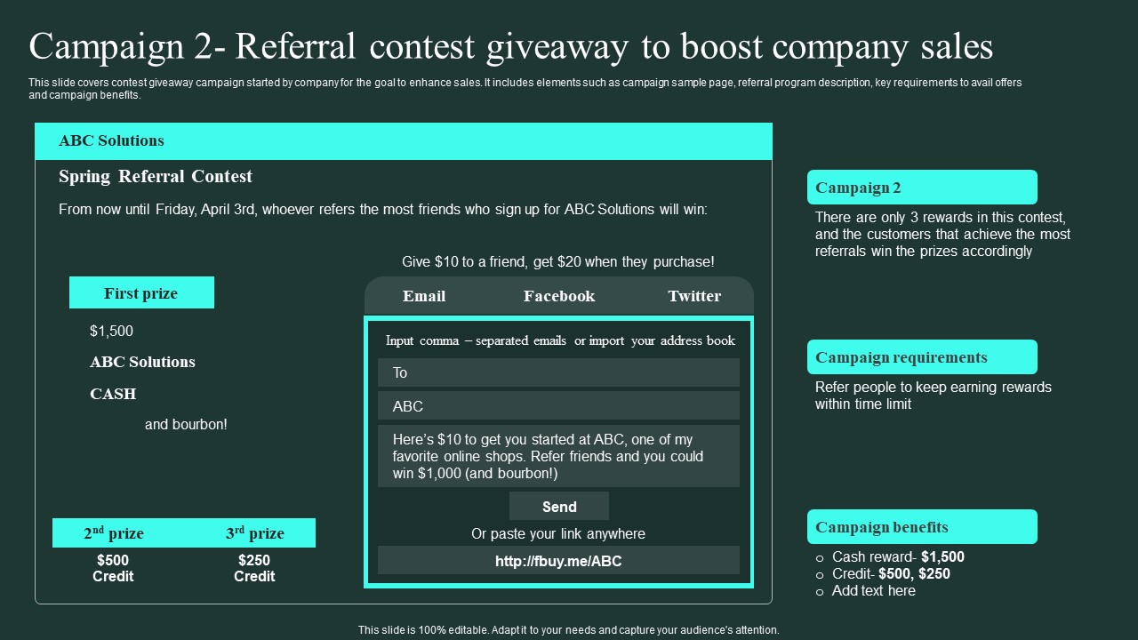 Campaign 2 Referral Contest Giveaway To Boost Word Of Mouth Marketing Demonstration Pdf