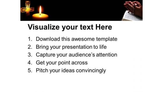 Candle Light And Cross Christian PowerPoint Templates And PowerPoint Themes 0712