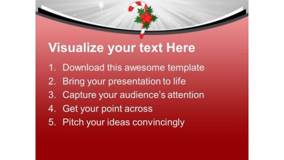 Candy Cane For Christmas Celebration PowerPoint Templates Ppt Backgrounds For Slides 0513