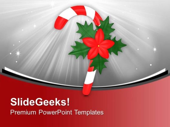 Candy Cane For Christmas Celebration PowerPoint Templates Ppt Backgrounds For Slides 0513
