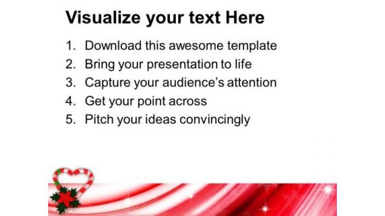 Candy Cane In Heart Shape With Red Flower PowerPoint Templates Ppt Backgrounds For Slides 1212