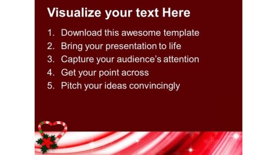 Candy Cane In Heart Shape With Red Flower PowerPoint Templates Ppt Backgrounds For Slides 1212