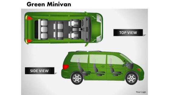 Cars Green Minivan Side View PowerPoint Slides And Ppt Diagram Templates