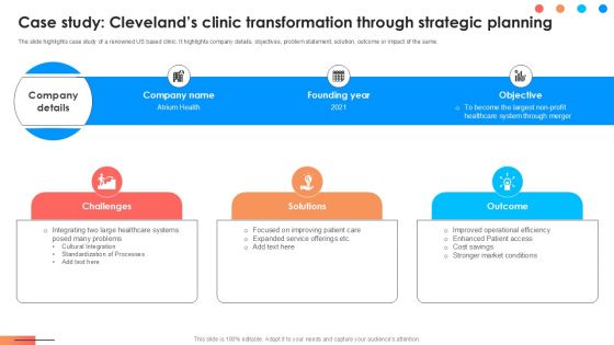 Case Study Clevelands Clinic Comprehensive Approach To Strategic Planning Ppt Sample