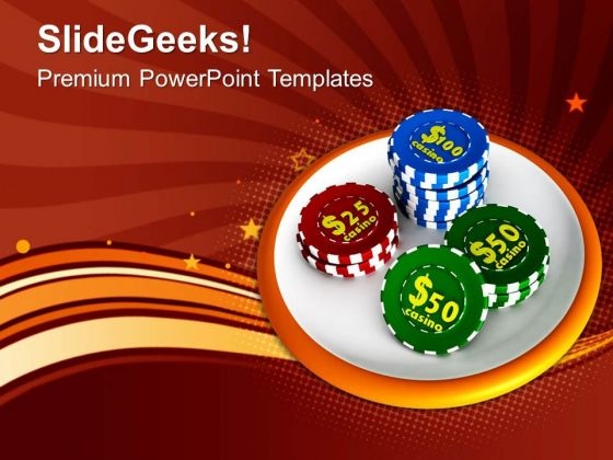 Casino Chips Gambling Save Money PowerPoint Templates Ppt Backgrounds For Slides 0313
