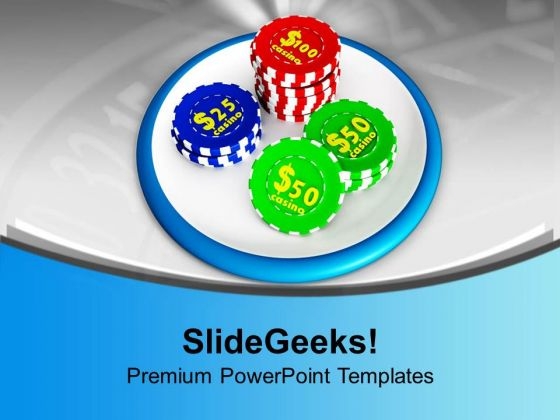 Casino Chips On White Background PowerPoint Templates Ppt Backgrounds For Slides 0313