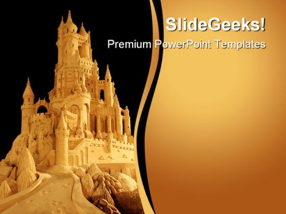 Castle Beach PowerPoint Template 0610
