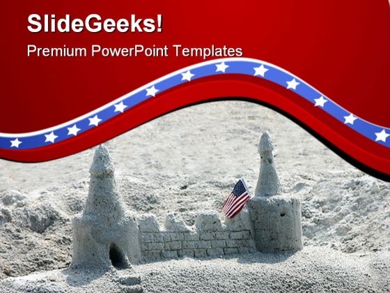 Castle In The Sand Americana PowerPoint Templates And PowerPoint Backgrounds 0611