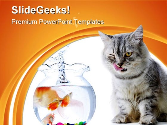 Cat And Fish Animals PowerPoint Themes And PowerPoint Slides 0511