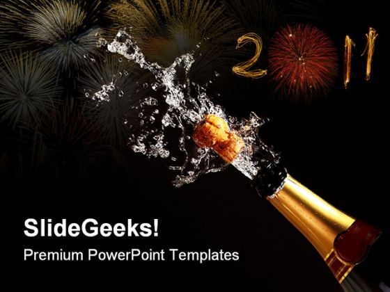 Champagne Bottle Success PowerPoint Themes And PowerPoint Slides 0711