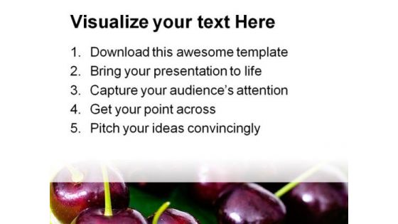 Cherries On Cherry Leaf Food PowerPoint Templates And PowerPoint Backgrounds 0211