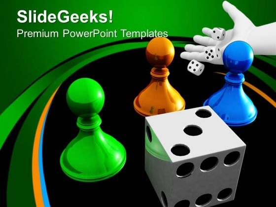 Chess Board With Dice Entertainment PowerPoint Templates And PowerPoint Themes 0612