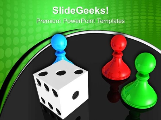 Chess Board With Dice Marketing PowerPoint Templates And PowerPoint Themes 0612