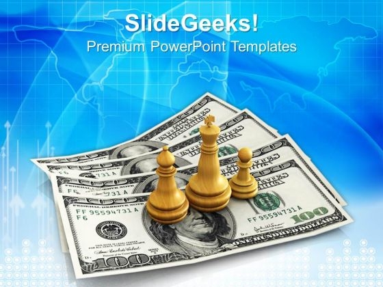 Chess King Queen Pawn On Us Dollars PowerPoint Templates And PowerPoint Themes 1012