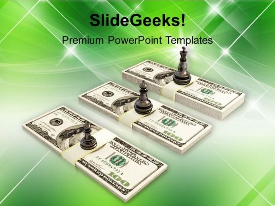 Chess King Queen Stand On Us Dollars Business PowerPoint Templates And PowerPoint Themes 1112