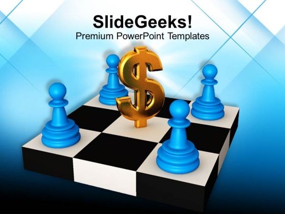 Chess Mates On Board With Dollar PowerPoint Templates Ppt Backgrounds For Slides 0113