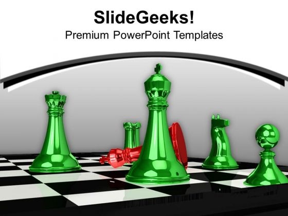 Chess Winner Defeating Red King Game PowerPoint Templates Ppt Backgrounds For Slides 0113