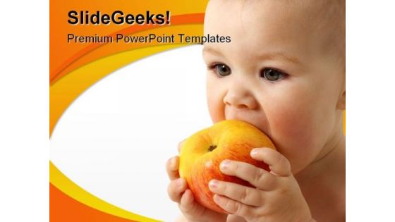 Child Eats Apple Health PowerPoint Template 0810