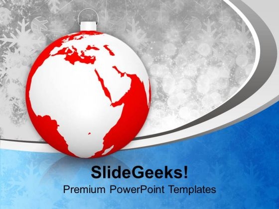Christmas Ball With World Map Xmas PowerPoint Templates Ppt Backgrounds For Slides 1212