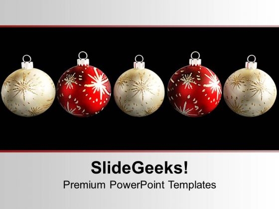 Christmas Balls White And Red Christmas PowerPoint Templates Ppt Backgrounds For Slides 1212