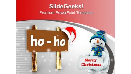 Christmas Board In Brown Ho Ho Text PowerPoint Templates Ppt Backgrounds For Slides 0113