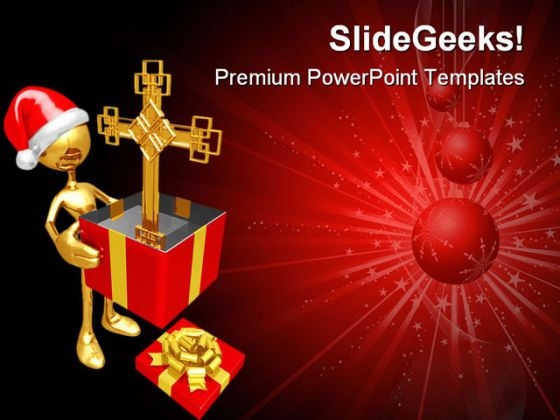 Christmas Gift Cross Festival PowerPoint Templates And PowerPoint Backgrounds 0811